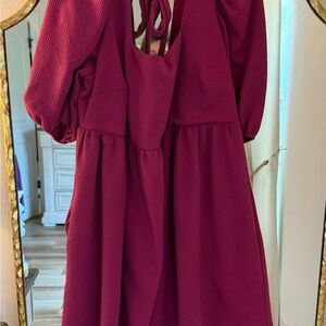 ARULA Textured Wine Red Mini Dress